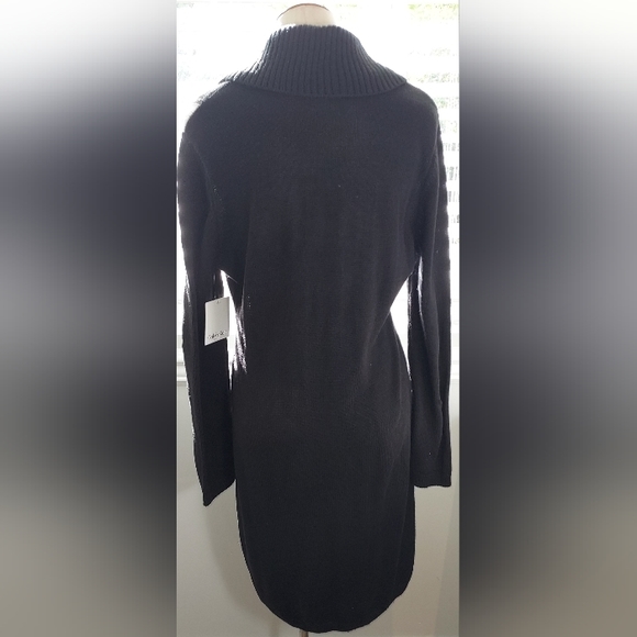 Calvin Klein Black/White Collared Long Sleeve Sweater Dress NWT - Picture 4 of 7